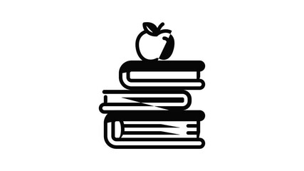 Poster - Apple on books stack icon animation outline best object on white background