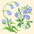 cross stitch blue flowers