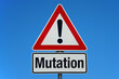 Mutation - Achtung Schild mit blauem Himmel