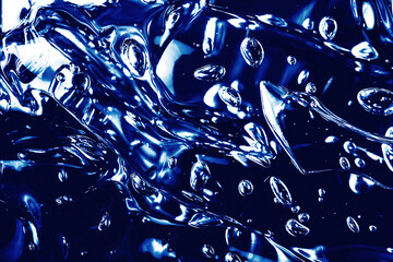 Wall Mural - Blue water background. Gel pattern texture. Abstract round bubble shapes. Fizzy liquid background.