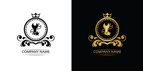 setting, repair logo template luxury royal vector service company decorative emblem with crown	
