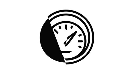 Poster - Miles speedometer icon animation outline best object on white background