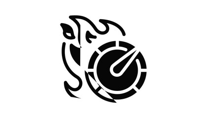 Poster - Fire speedometer icon animation outline best object on white background