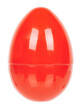 Red plastic egg isolated on white background.