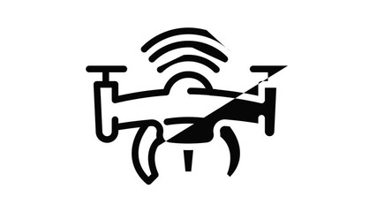 Poster - Radio drone connect icon animation outline best object on white background