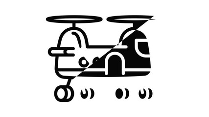 Poster - Transport helicopter icon animation outline best object on white background