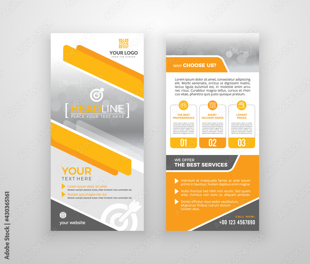 เวกเตอร์ Stock Double-sided DL flyer design. Brochure or flyer template ...