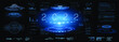 © PALERM089 - Futuristic techno background with holographic date. Big date 2022 with hologram and neon light portals. User interface with HUD, GUI, UI elements. Holographic panel with HUD elements