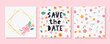 © 1emonkey - Charming Save the Date Lovely spring concept card. Awesome flowers and birds made in watercolor technique. Bright romantic card with summer flowers in vector background