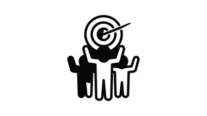 Poster - Team target icon animation outline best object on white background