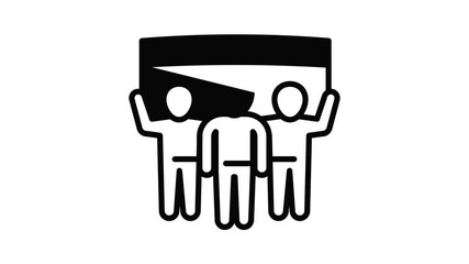 Poster - Teamwork banner icon animation outline best object on white background