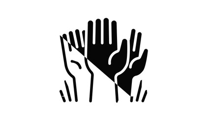 Poster - Cohesion hands up icon animation outline best object on white background