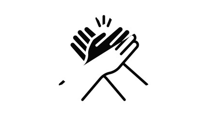 Poster - Friendship cohesion hands icon animation outline best object on white background