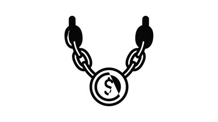 Poster - Dollar coin necklace icon animation outline best object on white background
