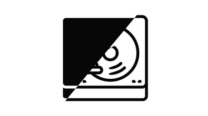 Poster - Retro vinyl player icon animation outline best object on white background