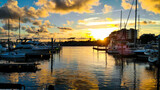 Fototapeta  - Boat Yard Palafox Sunset View