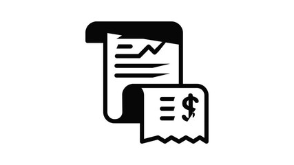 Poster - Paper expense report icon animation outline best object on white background