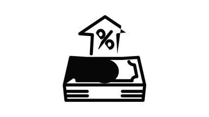 Poster - Percent cash money icon animation outline best object on white background