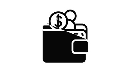 Poster - Leather coin wallet icon animation outline best object on white background
