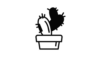 Poster - Decorative cactus pot icon animation outline best object on white background