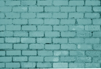 Wall Mural - Pattern of brick wall with blur effect in cyan tone.