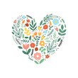 Floral heart vector illustration. Cute flowers heart clipart on white background. Botanical love collection
