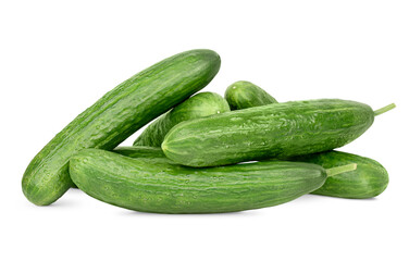 Wall Mural - heap of fresh cucumbers on white isolated background