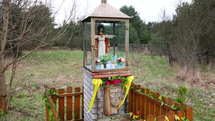 Poster - Wayside Roman Catholic shrine in Masovian Voivodeship of Poland, 4k video