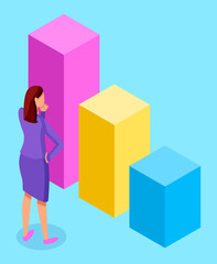 Poster - information business statistics and digital indicator element, infographics template. thoughtful wom