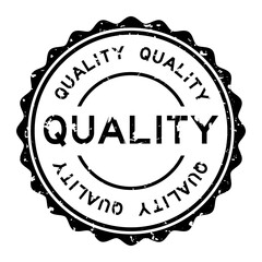 Sticker - Grunge black quality word round rubber seal stamp on white background