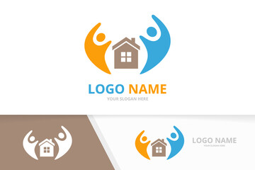 Poster - Vector real estate and family logo combination. Unique home and team logotype design template.