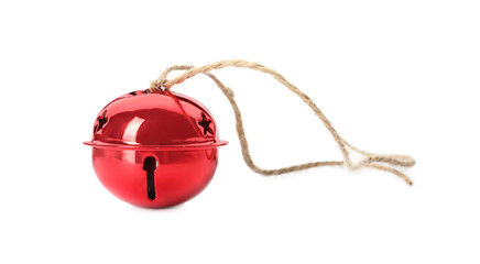 Shiny red sleigh bell isolated on white