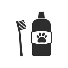 Grey Dental hygiene for pets icon isolated on white background. Toothbrush and toothpaste