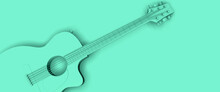 Modern Acoustic Guitar On A Turquoise Floor Abstract 3d Render