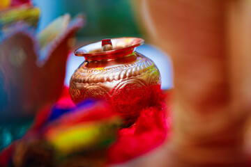 Indian wedding ceremony : decorative coper kalash