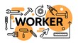 © form and form  - Worker tools concept background Labour Day Concept Illustration vector Background.