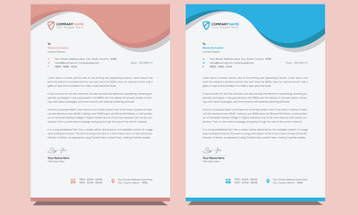 Wall Mural - Modern unique clean and simple creative editable professional corporate letterhead design template with two color variations.