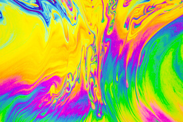 Wall Mural - Rainbow colors. Psychedelic multi colored patterns background. Photo macro shot of soap bubbles