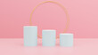 © NARANAT STUDIO - Abstract background for product display presentation, white round podium podium display minimal on pink wall, 3d rendering.