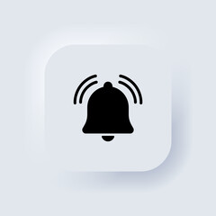 Poster - Notification sticker. Notification bell icon for incoming inbox message. Bell ring for alarm clock and smartphone application alert. Neumorphic UI UX white user interface web button. Vector EPS 10