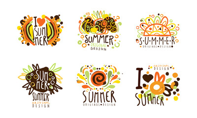 Canvas Print - Summer Holiday Original Design with Fancy Shapes Vector Set