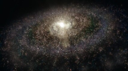 giant deep space alien spiral galaxy concept. loop of high angle revolving galactic stellar milky wa