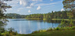 Leinwandbild Motiv Panoramic view of beautiful forest lake in Russia.