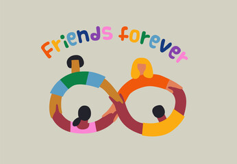 Wall Mural - Friends Forever diverse team holding hands concept