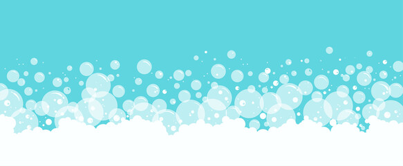 Soap bubbles and foam vector background, transparent suds pattern. Abstract illustration
