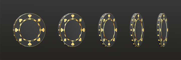 Fototapete - Gambling game, casino 3d chips. Rotating poker chips