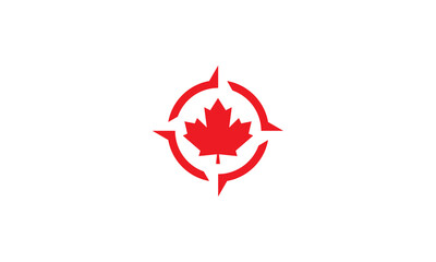 canada maple leaf with compass logo symbol icon vector graphic design illustration