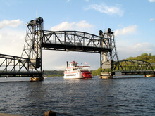 Riverboat And Vertical-lift Bridge
