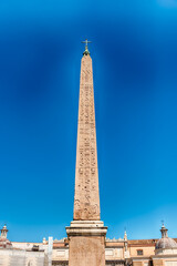 Fototapete - Egyptian obelisk in Piazza del Popolo, Rome, Italy