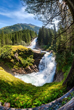 Impressive View On The Krimml Waterfalls In Austria (Krimmler Wasserfälle)